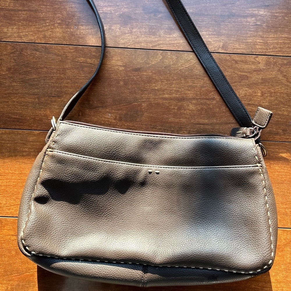 Vintage 90s Liz Claiborne Brown Pebbled Leather Crossbody Purse